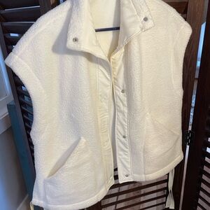 Oversized Sherpa Fleece Vest Cream White Size Small